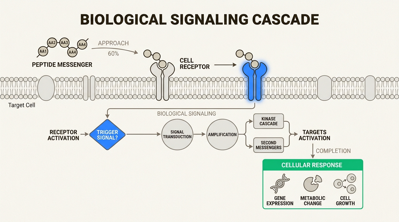 This diagram illustrates how peptides precisely bind to cell receptors, initiating specific biological signals that unlock your body's natural healing and optimization processes.