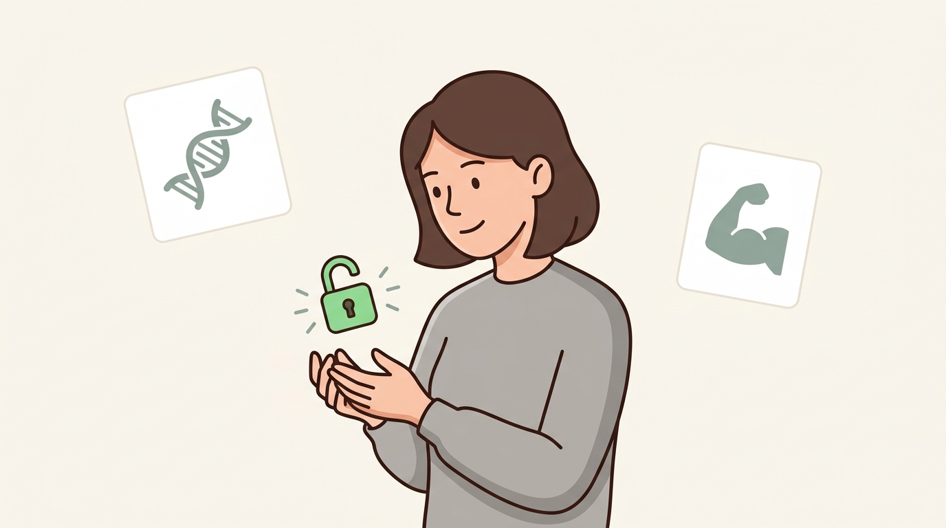 Person unlocking potential with symbols
